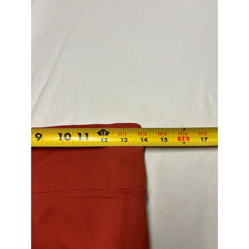 Alo Yoga Moto Leggings Rust Red Terracotta Ribbed Mesh Activewear Womens M 28X29